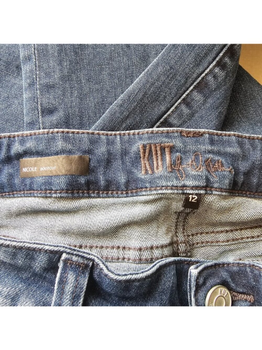 KUT from the Kloth Jeans Bootcut Womens 12 Blue Nicole Denim Stretch Distressed - Picture 6 of 8